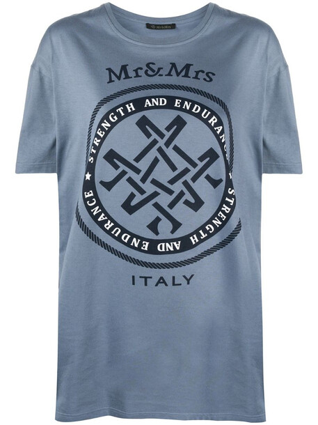 Mr & Mrs Italy oversized logo T-shirt in blue