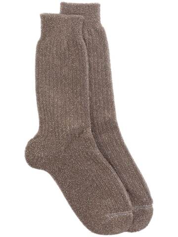 peserico metallic-thread lurex socks - neutrals