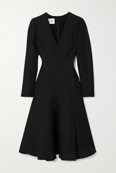 VALENTINO - Wool And Silk-blend Midi Dress - Black