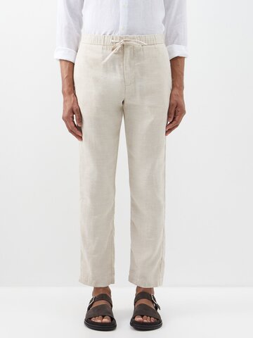 frescobol carioca - oscar drawstring-waist linen-blend trousers - mens - sand