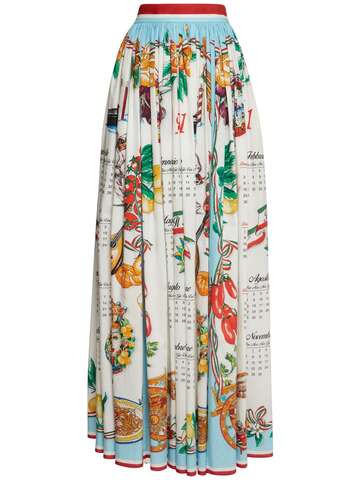 DOLCE & GABBANA Capri Printed Cotton Poplin Maxi Skirt