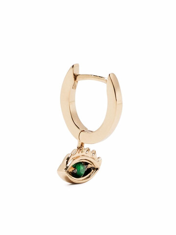 delfina delettrez 9kt yellow gold micro-eye piercing emerald earring