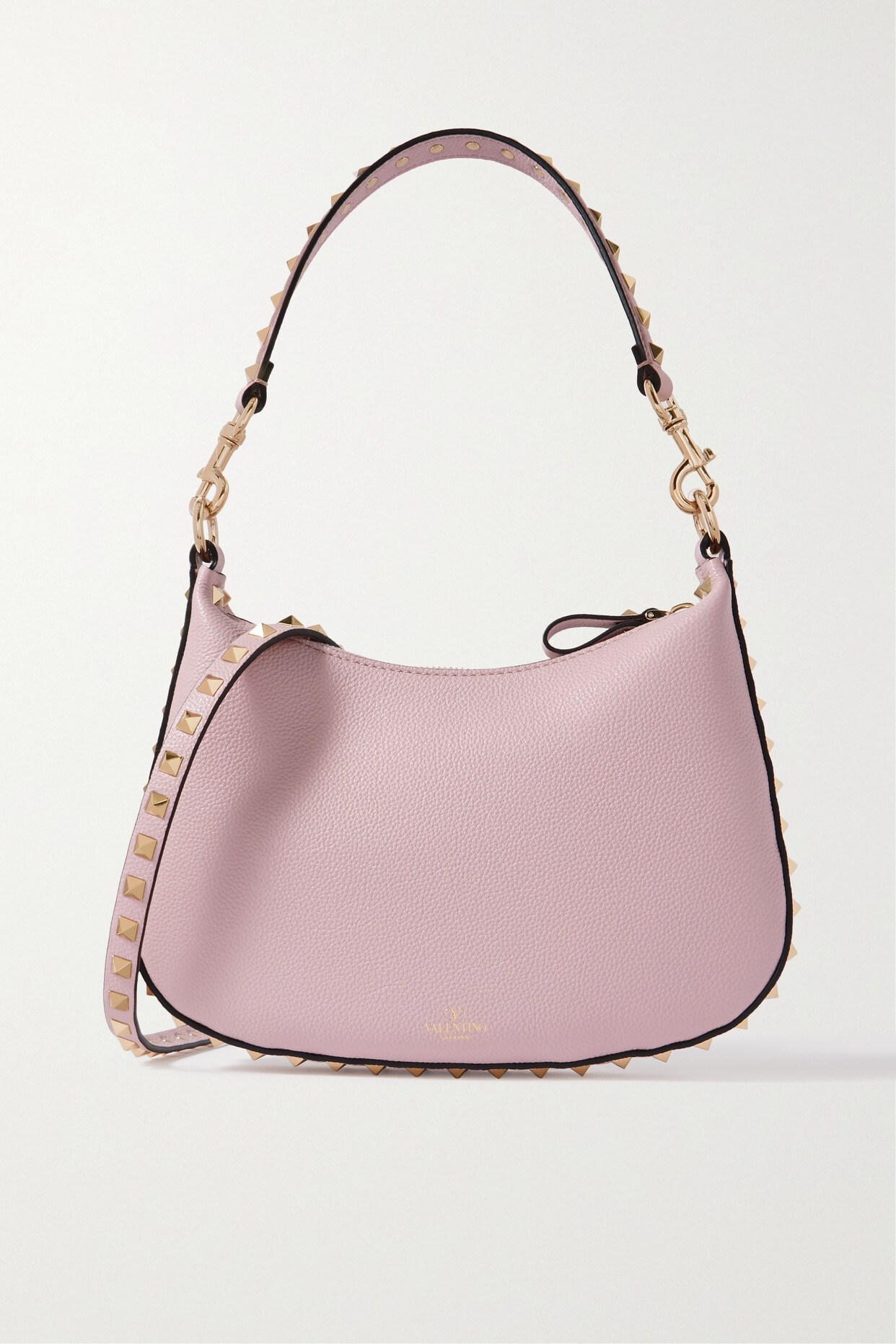 Valentino Garavani - Rockstud Small Textured-leather Shoulder Bag - Pink