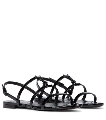 saint laurent cassandra patent leather sandals in black