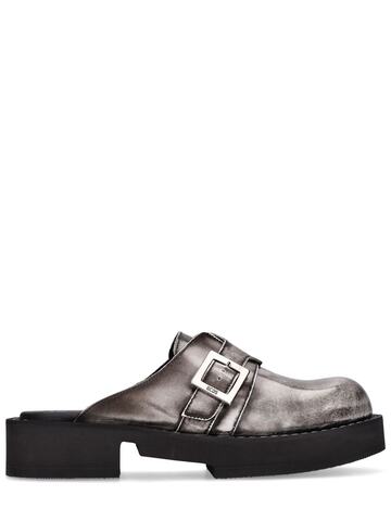 gcds clarks brushed leather slippers in black / grey