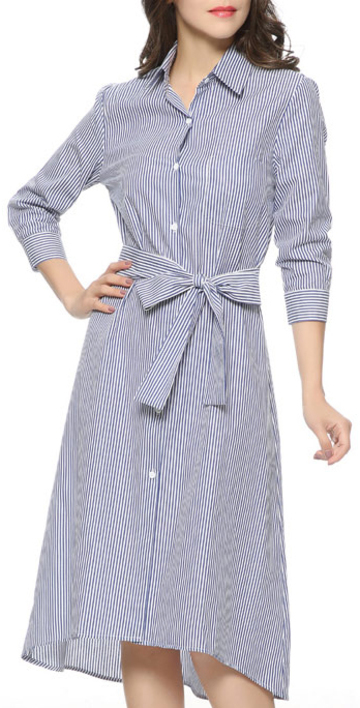 dress,blue,stripes,summer,stylish,midi,elegant,work outfits,office outfits