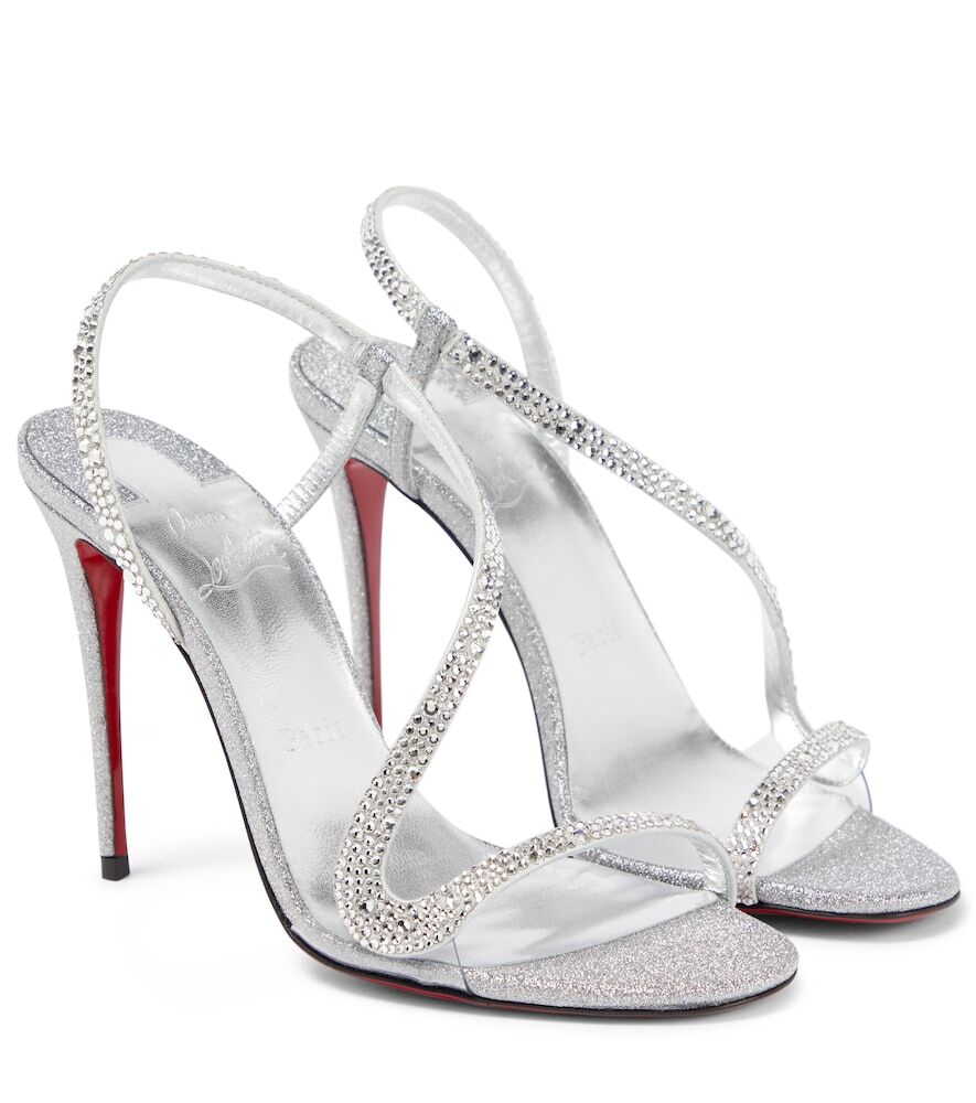 Christian Louboutin Rosalie Strass embellished sandals in silver