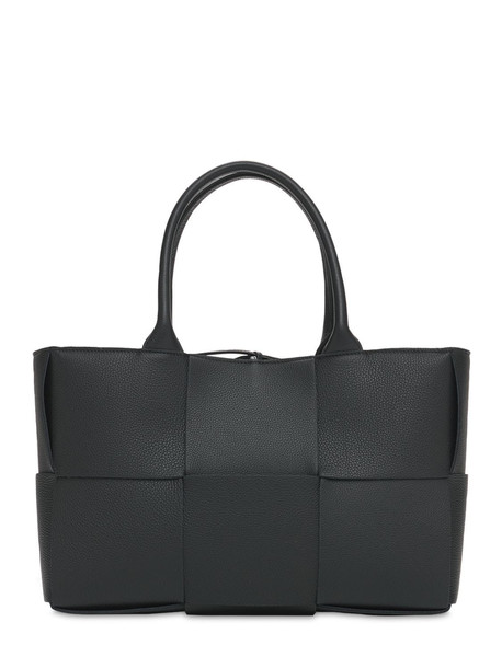 BOTTEGA VENETA Small Arco Intreccio Leather Tote Bag in black / gold