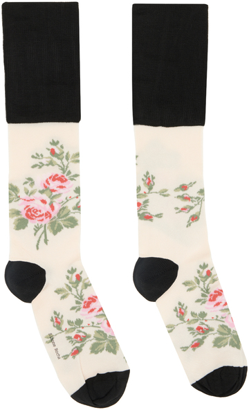 simone rocha black & off-white rosebud socks