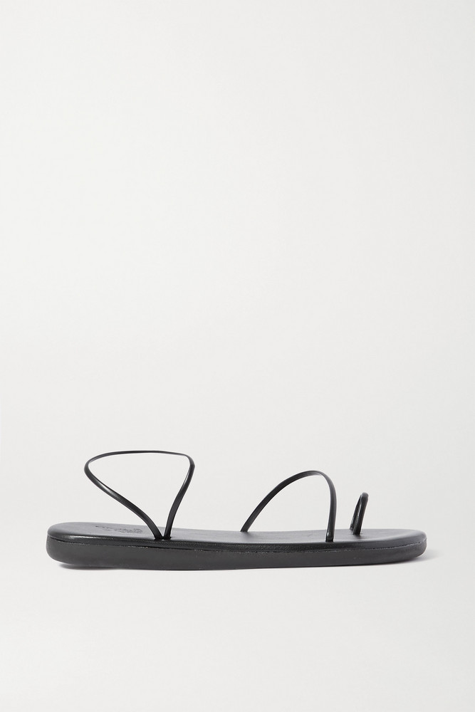 Ancient Greek Sandals - Kansiz Faux Leather Sandals - Black 