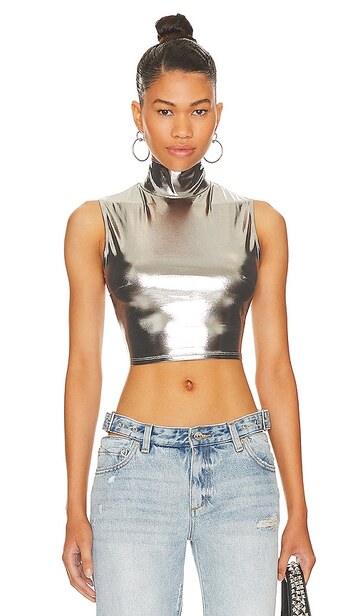 h:ours katerina top in metallic silver