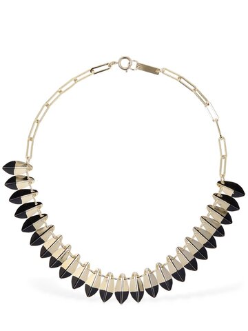 isabel marant half color leaf necklace in black / gold