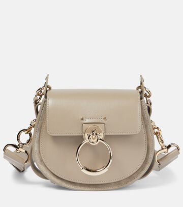 chloe chloé tess small leather shoulder bag in beige