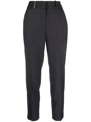 peserico pinstripe-pattern virgin wool cigarette trousers - grey