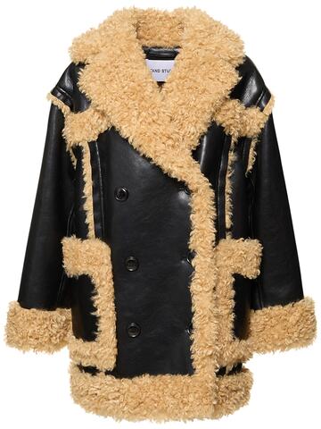 stand studio magnolia faux shearling jacket in black