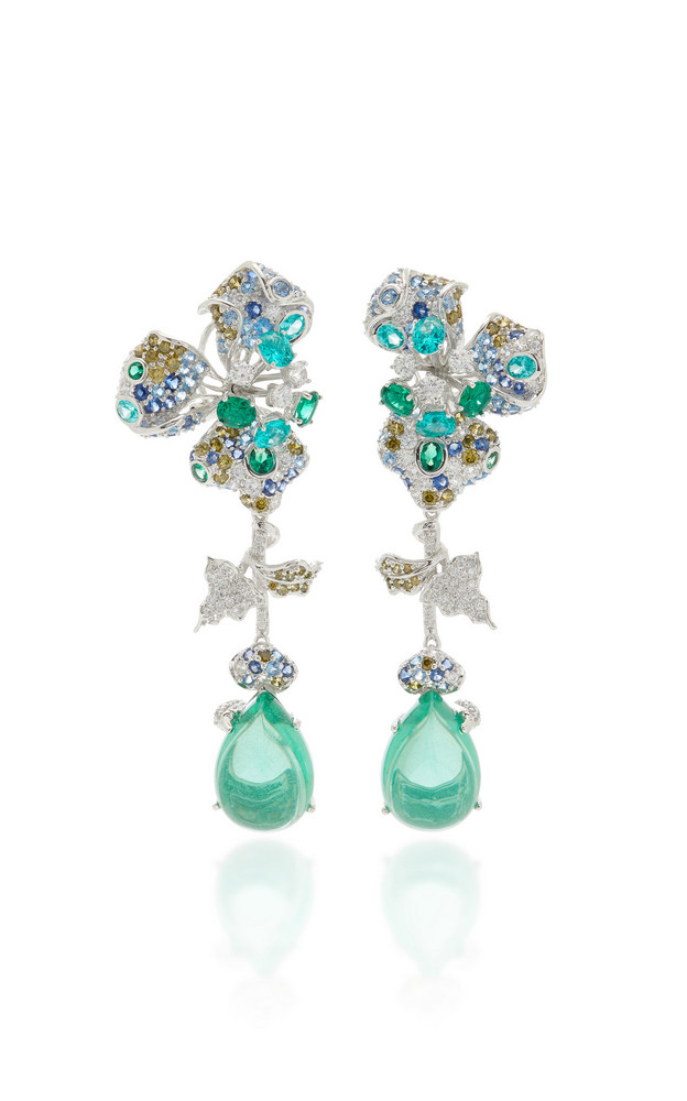 Anabela Chan Orchid 18K White Gold Vermeil Multi-Stone Earrings in blue