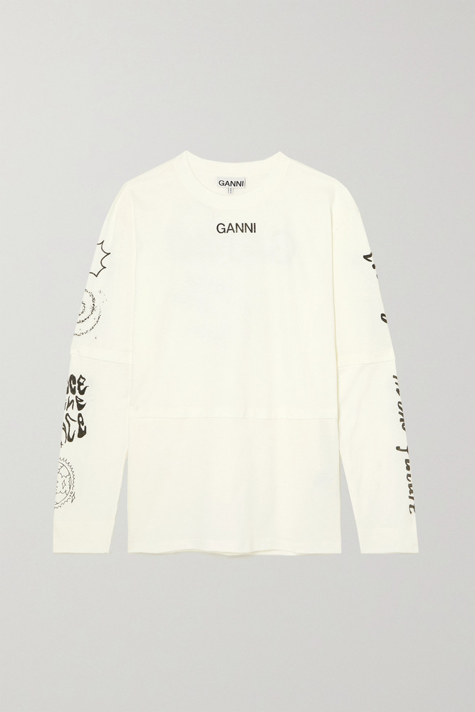 Ganni - Logo-print Recycled Cotton-blend Jersey T-shirt - Womens 