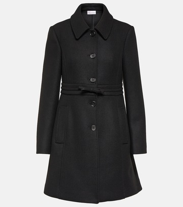 redvalentino single-breasted wool-blend coat in black