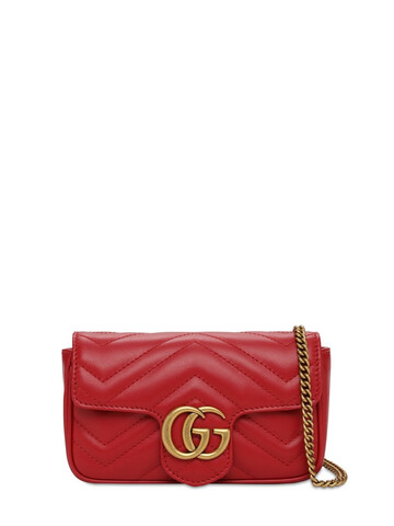 GUCCI Super Mini Gg Marmont Leather Bag in red