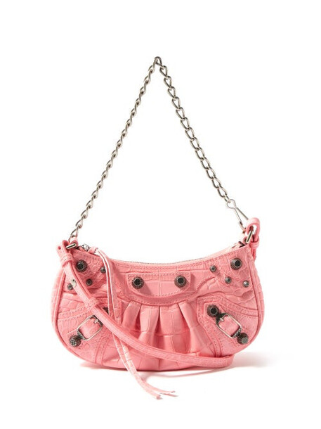 Balenciaga - Le Cagole Mini Croc-effect Leather Shoulder Bag - Womens - Light Pink