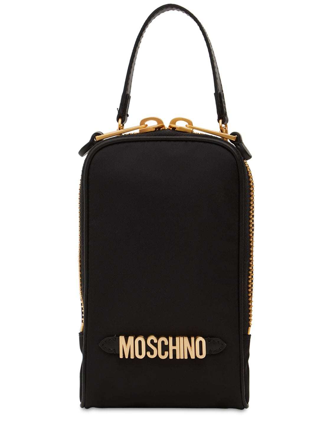 MOSCHINO Logo Lettering Top Handle Bag in black