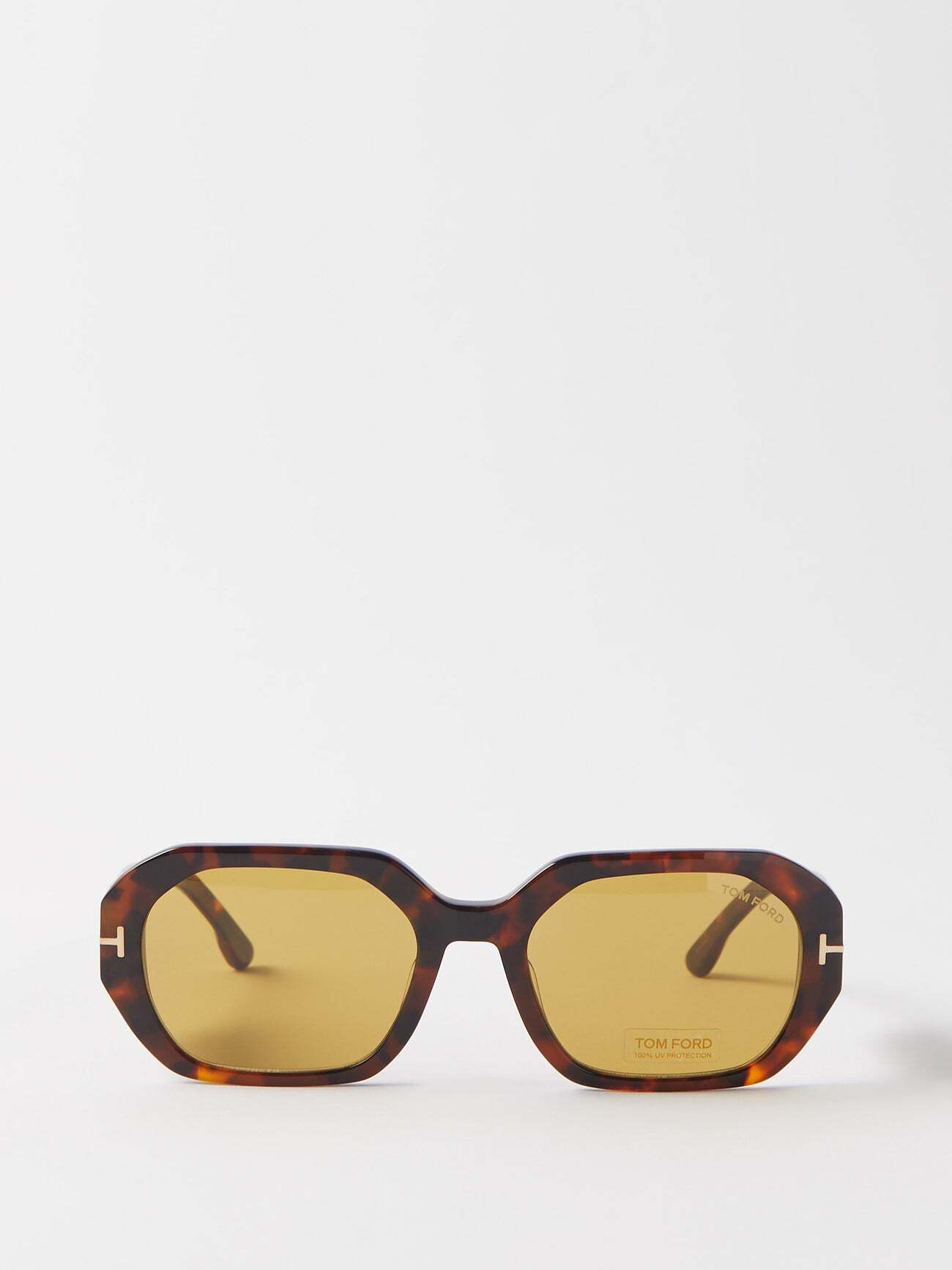 Tom Ford - Veronique Hexagonal-frame Acetate Sunglasses - Womens - Brown Multi
