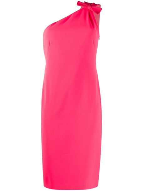 Boutique Moschino one shoulder fitted dress in pink