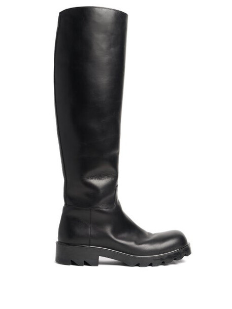 Bottega Veneta - Lug-sole Leather Knee-high Boots - Womens - Black