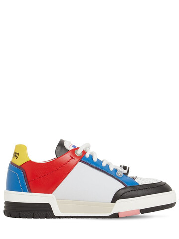 MOSCHINO 40mm Leather & Neoprene Sneakers in white / multi