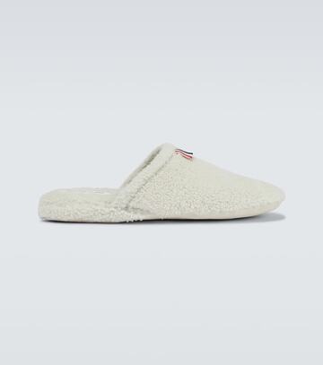 thom browne shearling slippers in white