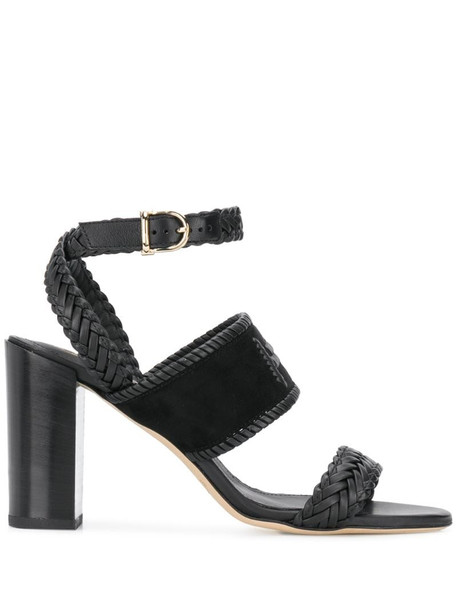 Tod's woven detail leather sandals in black