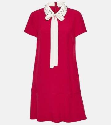 redvalentino embroidered crêpe minidress in red