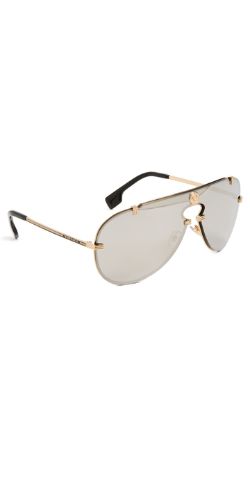 Versace Shield Sunglasses in gold / grey / silver