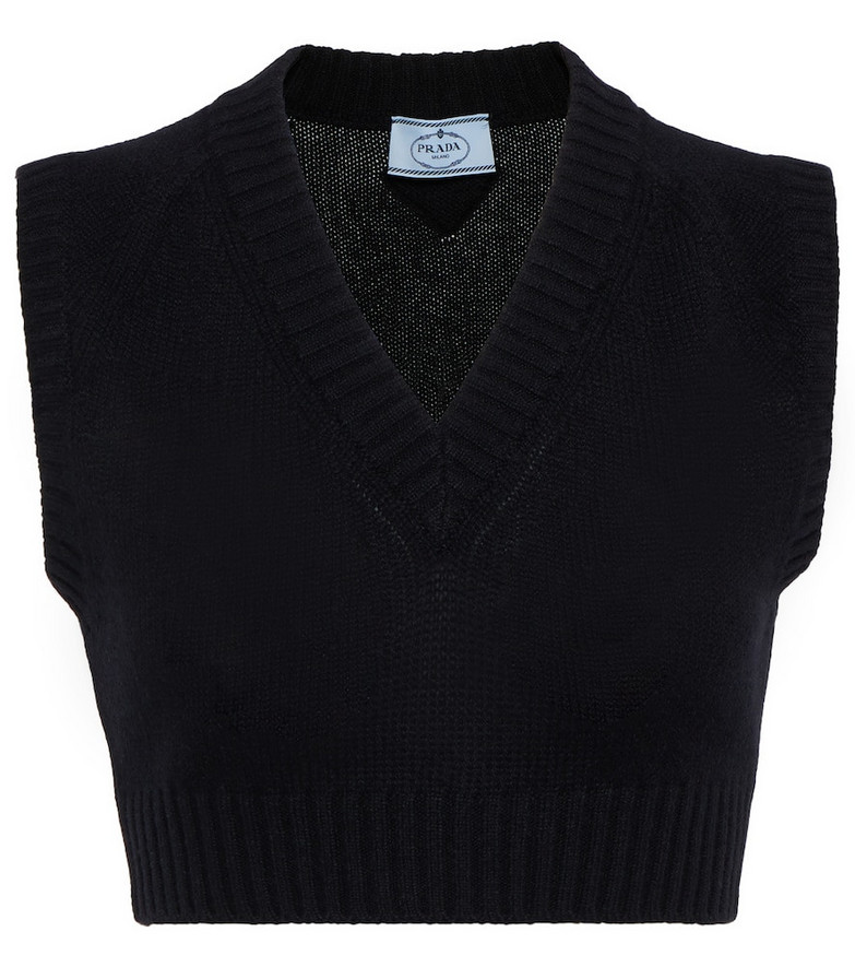 Prada Cropped cashmere sweater vest in black