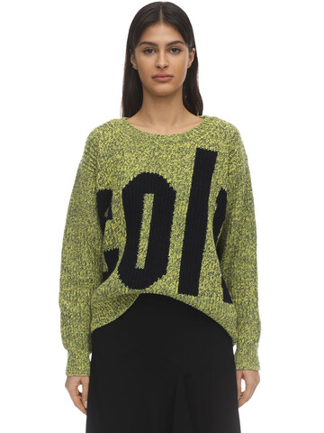 COLVILLE Wool & Cotton Intarsia Knit Sweater in green / multi