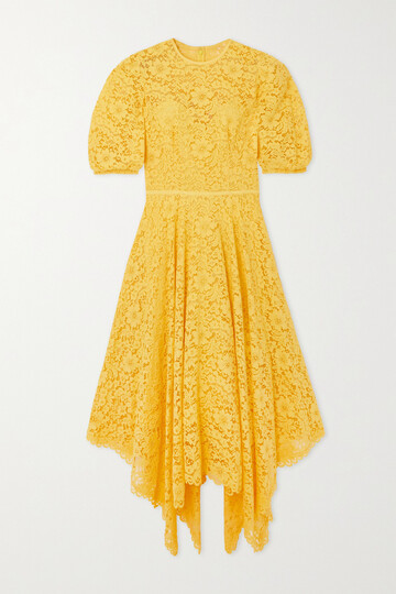 costarellos - julane asymmetric lace dress - yellow