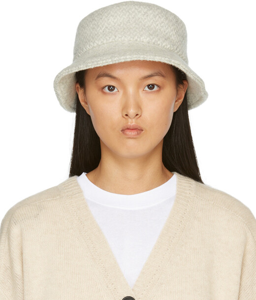 Isabel Marant Off-White & Grey Wool Denji Bucket Hat