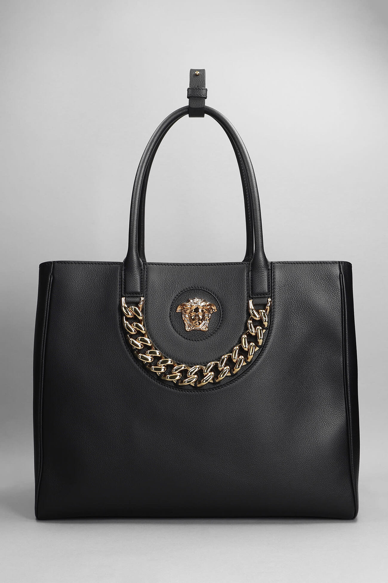 Versace Tote In Black Leather