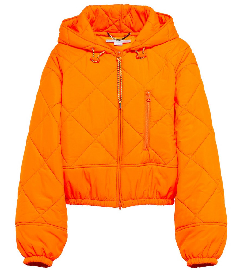 Stella McCartney Quilted technical hooded jacket in orange
