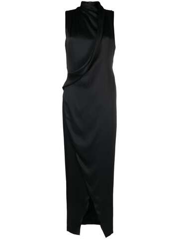 giorgio armani draped silk maxi dress - black