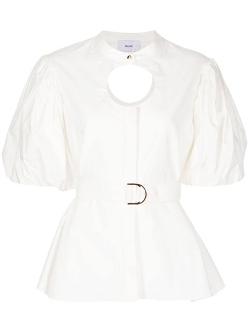acler caughley cut-out puff-sleeves blouse - white