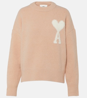 ami paris ami de cšur wool-blend sweater in pink