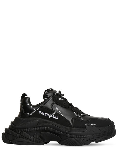 BALENCIAGA 60mm Triple S Faux Leather Sneakers in black / white