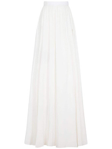 ELIE SAAB Silk Chiffon Long Skirt in white