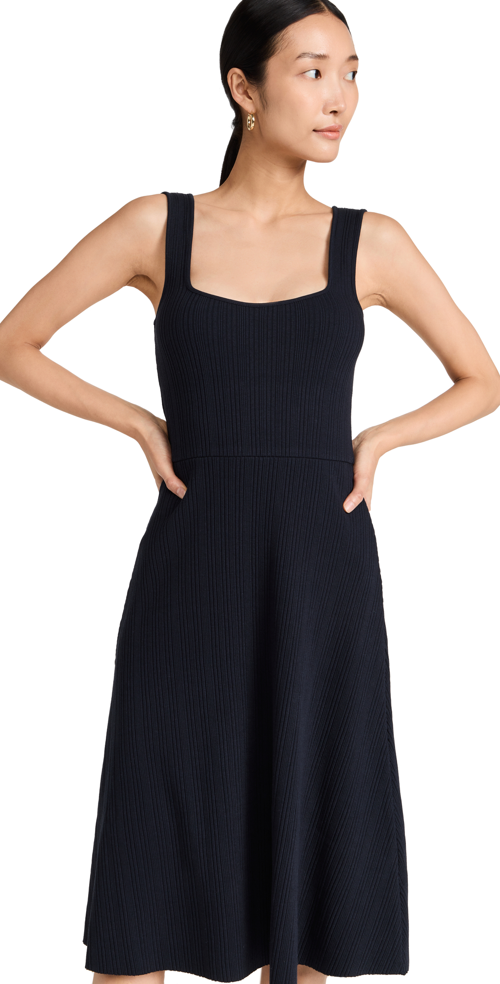 Vince Ribbed Sweetheart Tank Dress in blue