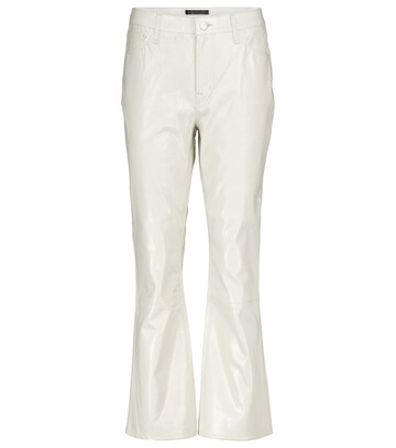 j brand franky high-rise leather bootcut jeans in white
