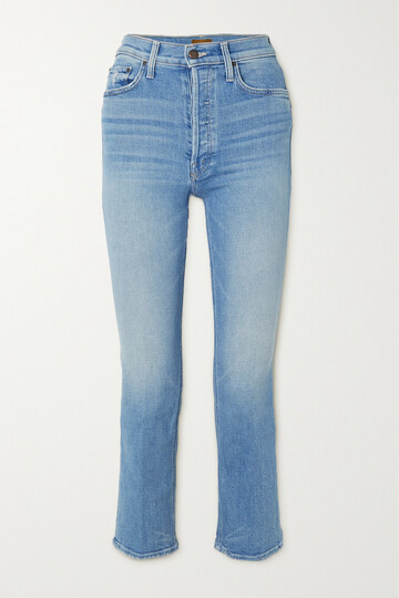 mother - the tripper ankle cropped high-rise flared jeans - blue