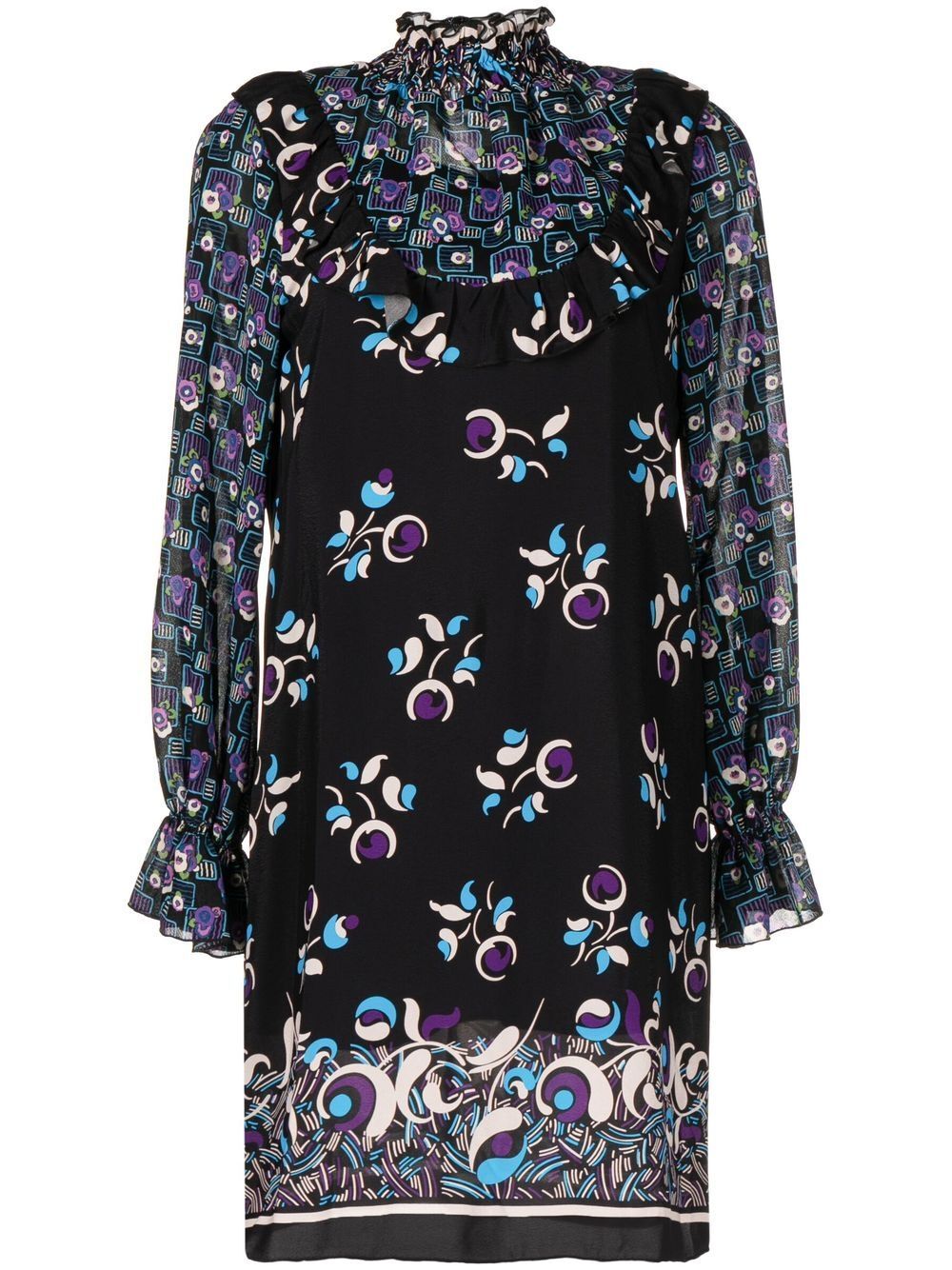 Anna Sui printed double-layer dress - Black