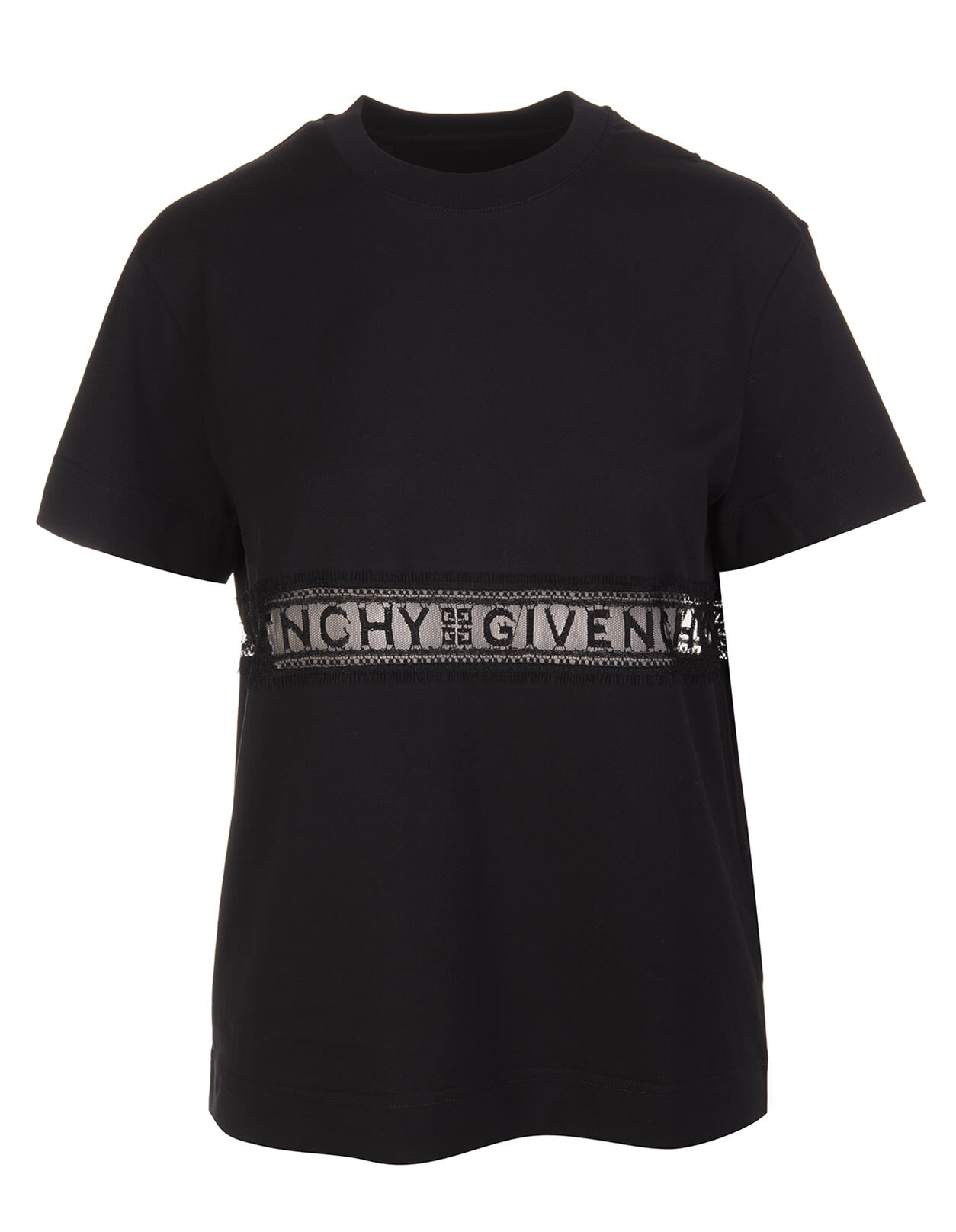 Woman Black Givenchy Slim T-shirt With Lace Bands