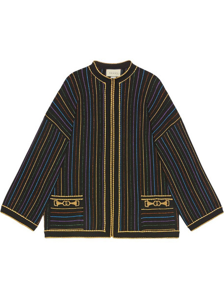 Gucci glitter lamé striped jacket in black